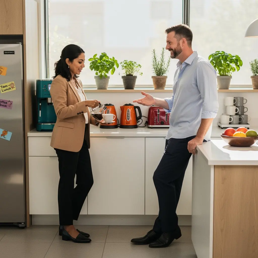 Przykład zastosowania oświetlenia w biurze, podkreślającego elementy designu.